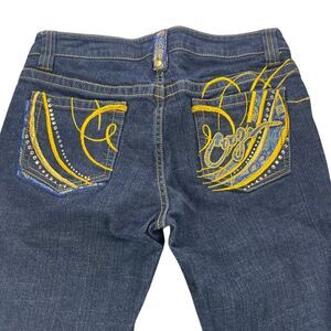 Vintage Y2K‎ COOGI Australia Jeans, embroidered, tapestry accents, size 7/8